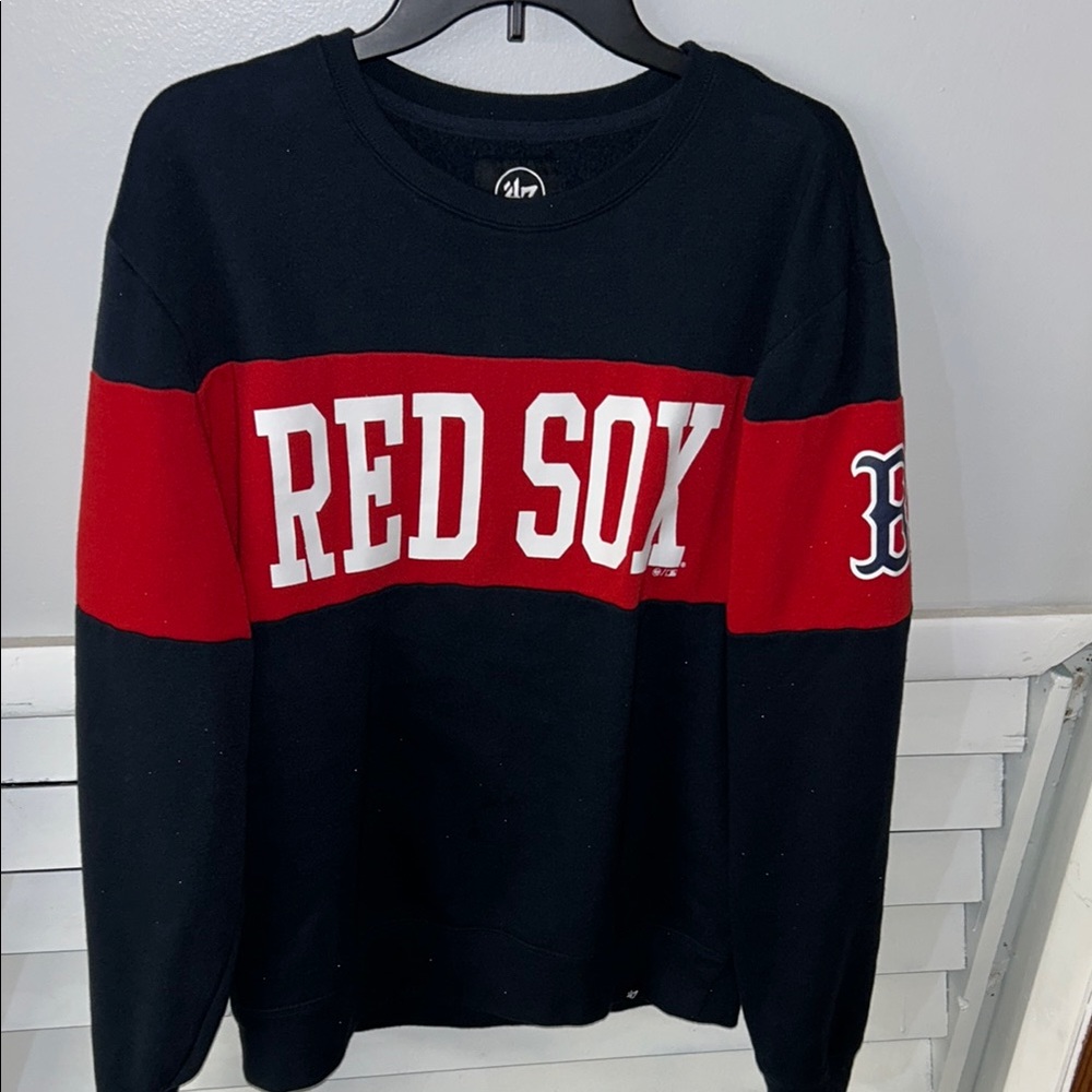 47 Black and Red Crewneck Sweater with Bold Design